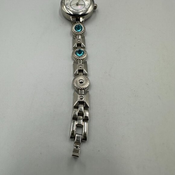3 for $30 Rhinestone Band Watch Women Silver Blue Mother of Pearl Dial Works - Picture 5 of 16